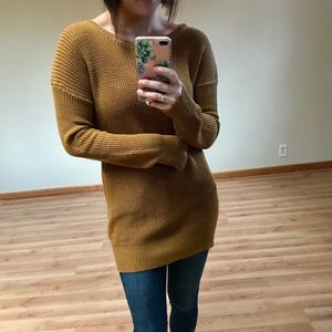 Mustard sweater tunic with open back